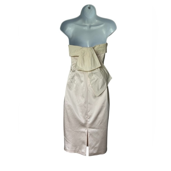 NWT Ralph Lauren Ivory Stretch Satin Bow Back Cocktail Dress $265.   Size 4 - Picture 3 of 9